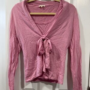 Escada 2 piece set Pink Tie-Front Long-Sleeve Top with tank top Cashmere